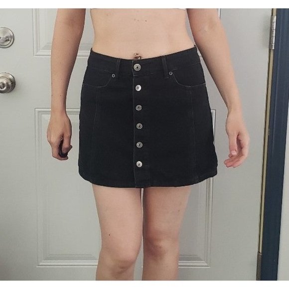 American Eagle Dresses & Skirts - American‎ Eagle Black Denim Button Down Skirt